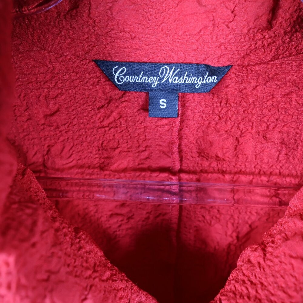 Courtney Washington Textured Split Bell Sleeve Pullover Stretchy Size S Red - Picture 2 of 9